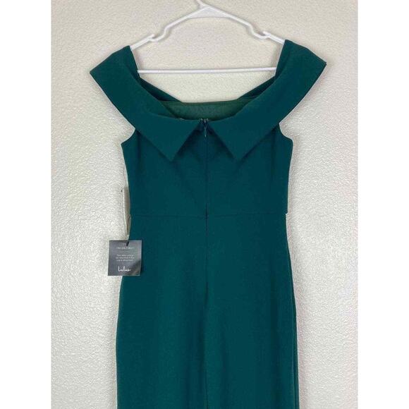 Lulus Dress Aveline Green Off the Shoulder Maxi Gown Prom Mermaid Formal Small S - Picture 9 of 12
